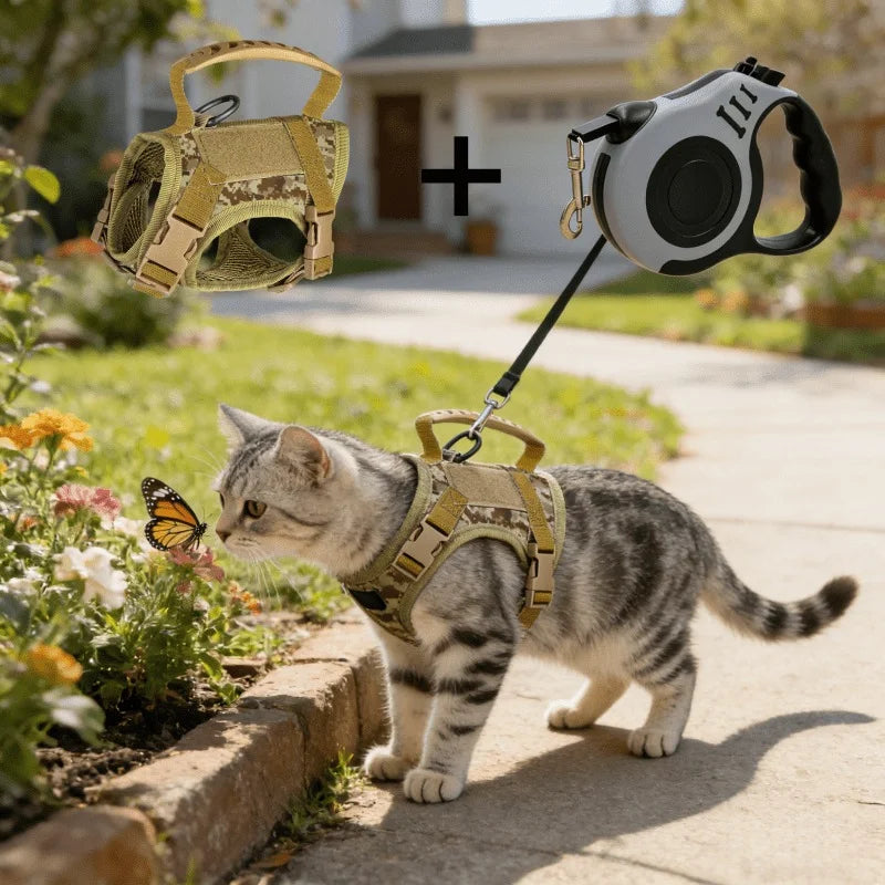 Szelki dla kota z regulowanym uchwytem i smyczą